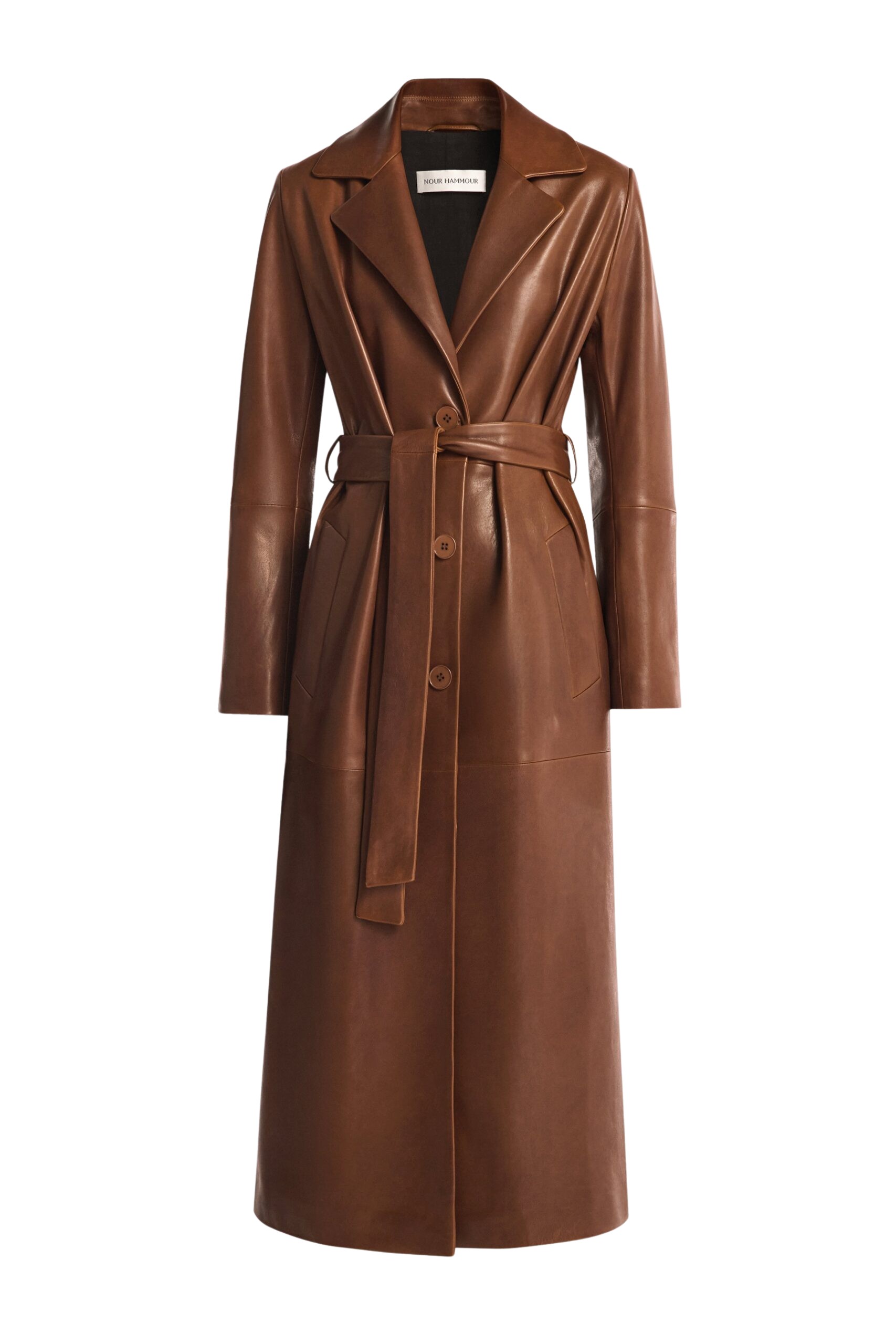 Nour Hammour Scarlett Polished Leather Trench Coat