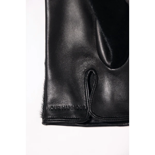 Nour Hammour Gloves Color | Short Gloves Ponyhair Ponyhair Leather Gloves luxury leather Gloves from Luxury Shoes 