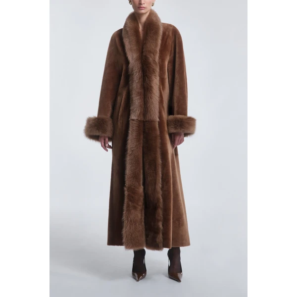 Nour Hammour Coats Color | Sima Grand Shearling Coat luxury leather Coats from Luxury Shoes 
