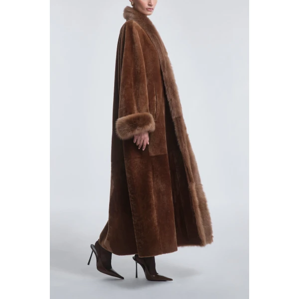 Nour Hammour Coats Color | Sima Grand Shearling Coat luxury leather Coats from Luxury Shoes 