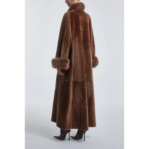 Nour Hammour Coats Color | Sima Grand Shearling Coat luxury leather Coats from Luxury Shoes 