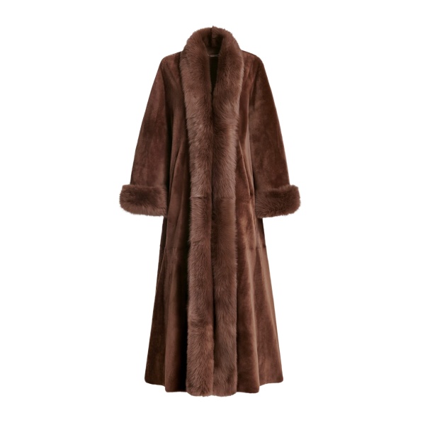 Nour Hammour Coats Color | Sima Grand Shearling Coat luxury leather Coats from Luxury Shoes 