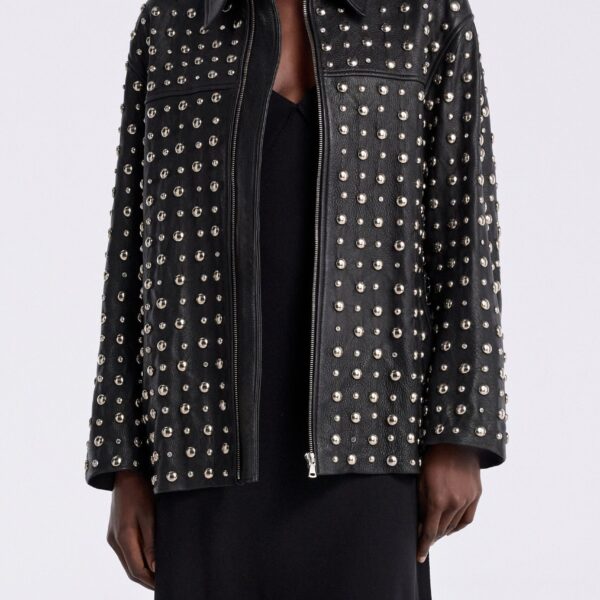 Nour Hammour Studded Leather Jacket Decadent Studded Jacket, view 2