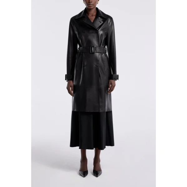 Nour Hammour Coats Color | Tate Midlength Essential Leather Trench luxury leather Coats from Luxury Shoes 