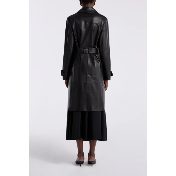 Nour Hammour Coats Color | Tate Midlength Essential Leather Trench luxury leather Coats from Luxury Shoes 