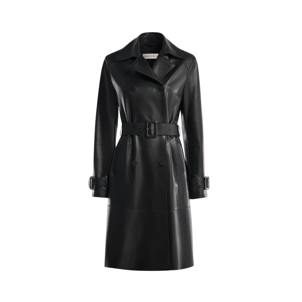 Nour Hammour Coats Color | Tate Midlength Essential Leather Trench luxury leather Coats from Luxury Shoes 