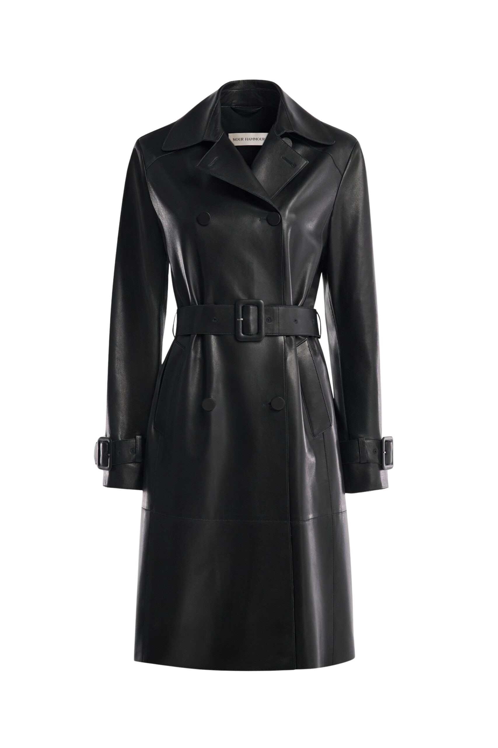 Nour Hammour Tate Midlength Essential Leather Trench Coat