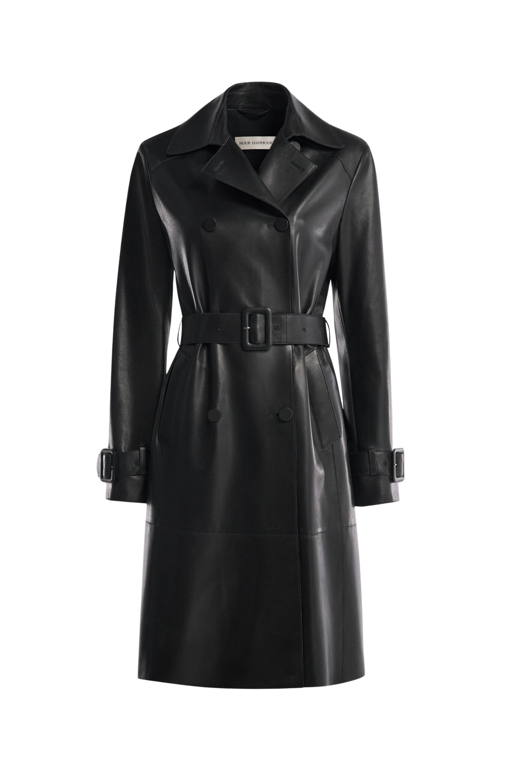 Nour-Hammour-Tate-Midlength-Essential-Leather-Trench-scaled68747_nobg Nour Hammour Coats Color | Tate Midlength Essential Leather Trench luxury leather Coats from Luxury Shoes