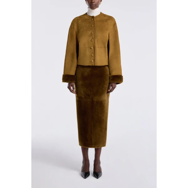 Nour Hammour Knitwear Color | Willow Cropped Shearling Cardigan luxury leather Knitwear from Luxury Shoes 