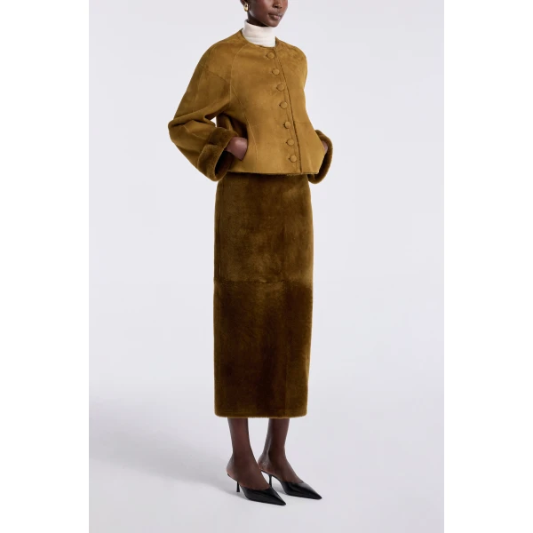 Nour Hammour Knitwear Color | Willow Cropped Shearling Cardigan luxury leather Knitwear from Luxury Shoes 