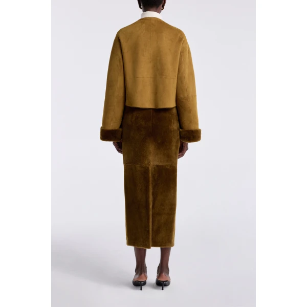 Nour Hammour Knitwear Color | Willow Cropped Shearling Cardigan luxury leather Knitwear from Luxury Shoes 