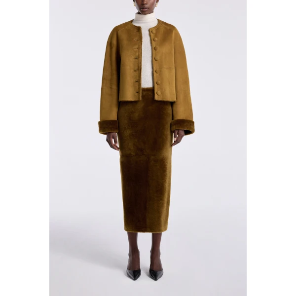 Nour Hammour Knitwear Color | Willow Cropped Shearling Cardigan luxury leather Knitwear from Luxury Shoes 