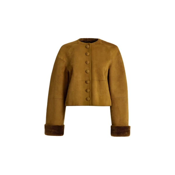 Nour Hammour Knitwear Color | Willow Cropped Shearling Cardigan luxury leather Knitwear from Luxury Shoes 