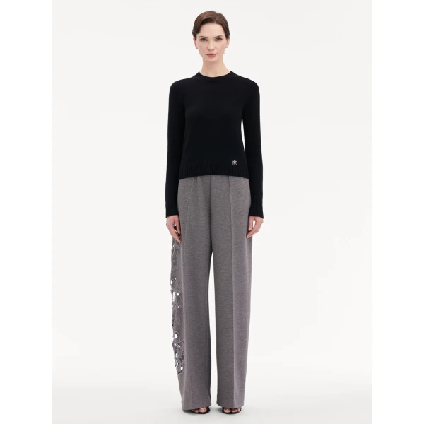 Oscar de la Renta O Flower Cashmere Pullover - Oscar de la Renta Knitwear - American Couture - Shop at Luxury Shoes 