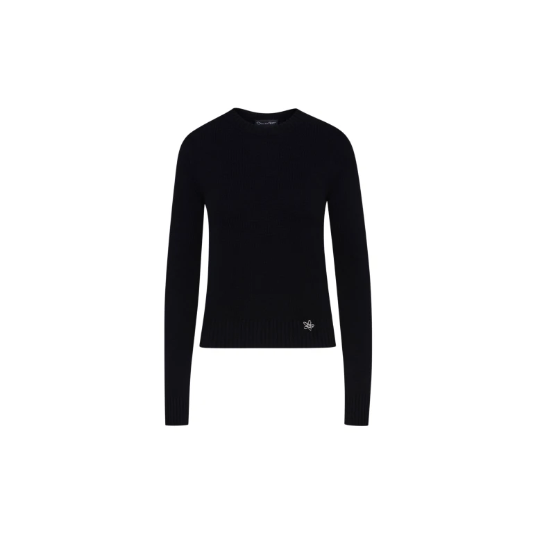 Oscar de la Renta O Flower Cashmere Pullover - Oscar de la Renta Knitwear - American Couture - Shop at Luxury Shoes 