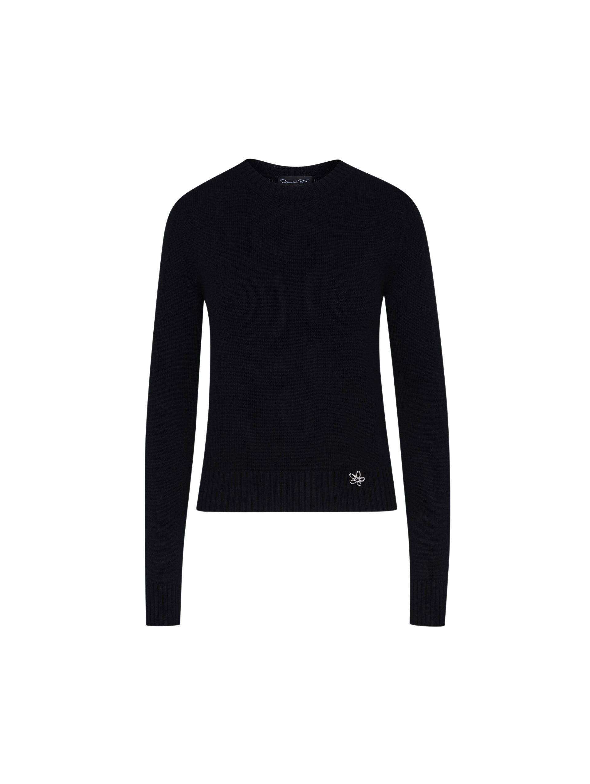Oscar de la Renta O Flower Cashmere Pullover Knit