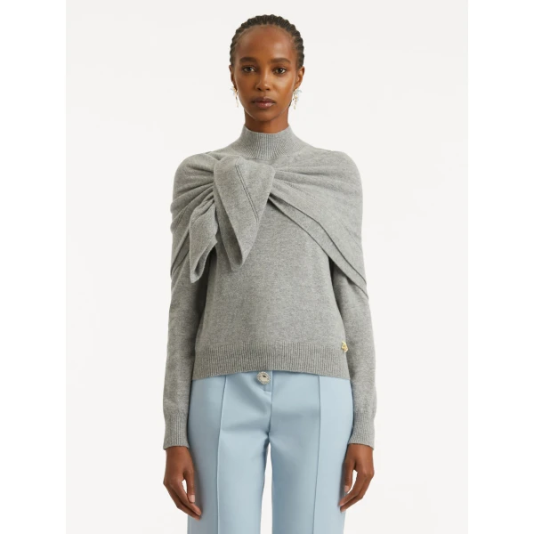 Oscar de la Renta O Flower Cashmere Pullover with Scarf - Oscar de la Renta Knitwear - American Couture - Shop at Luxury Shoes 