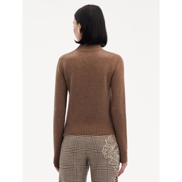 Oscar de la Renta O Flower Mock Neck Cashmere Pullover - Oscar de la Renta Knitwear - American Couture - Shop at Luxury Shoes 
