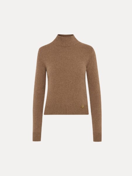Oscar de la Renta O Flower Mock Neck Cashmere Pullover - Oscar de la Renta Knitwear - American Couture - Shop at Luxury Shoes 