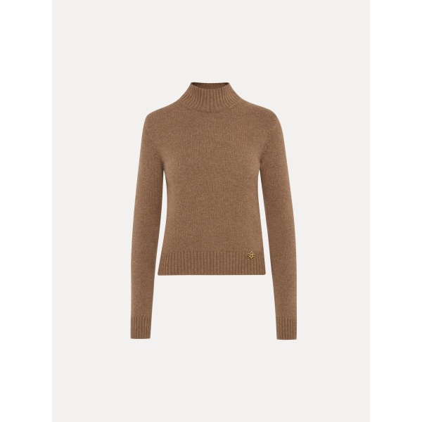 Oscar de la Renta O Flower Mock Neck Cashmere Pullover - Oscar de la Renta Knitwear - American Couture - Shop at Luxury Shoes 