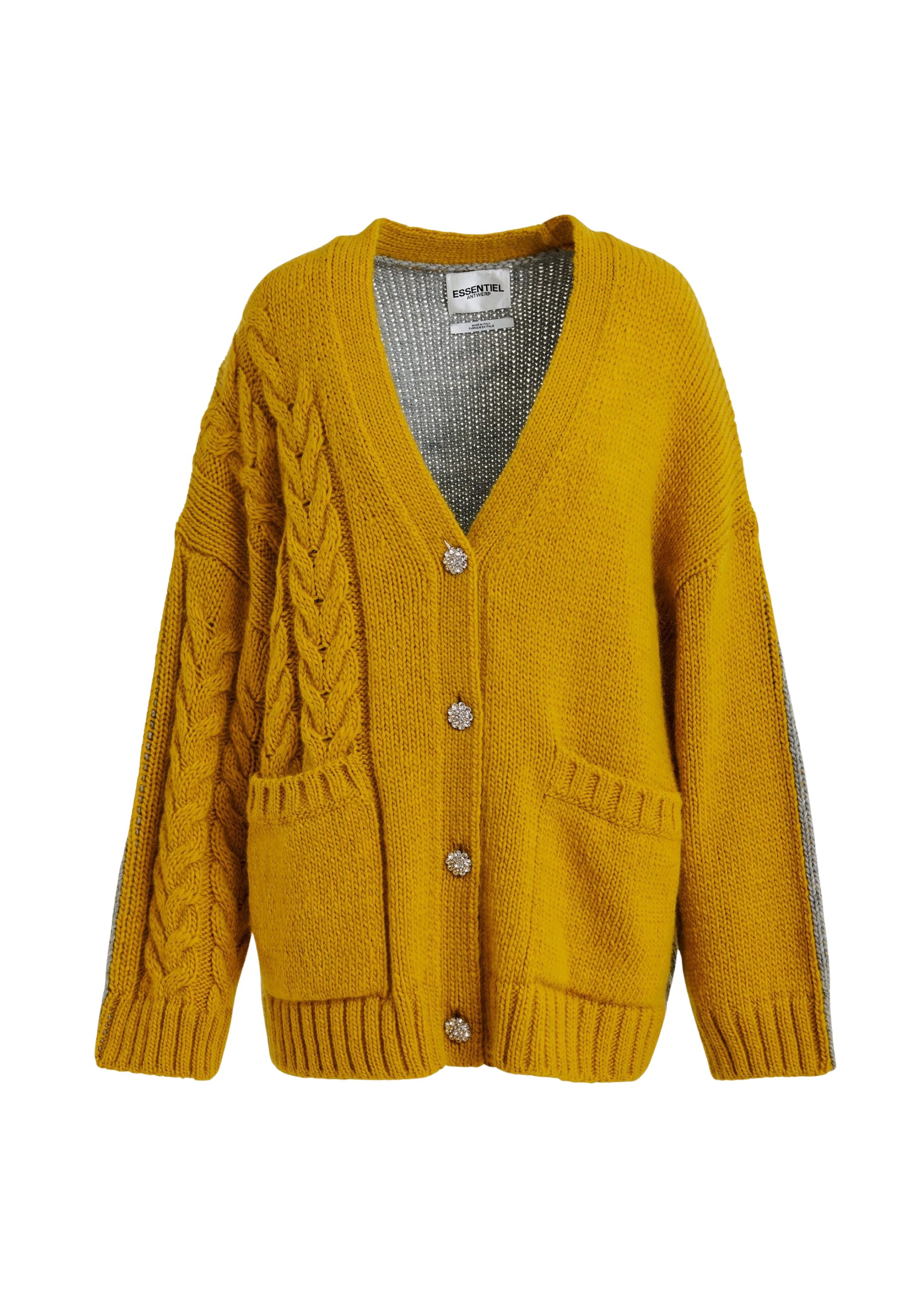 Essentiel Antwerp Ochre and grey wool-blend cardigan with contrasting back