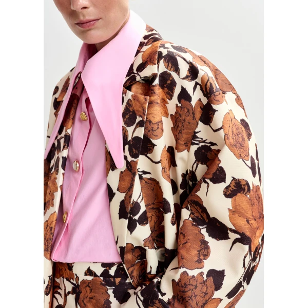 Essentiel Antwerp Off-white and brown double-breasted coat - Essentiel Antwerp Coats - Colorful Belgian Design - Shop at Luxury Shoes 