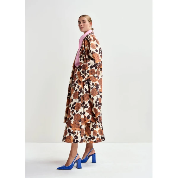 Essentiel Antwerp Off-white and brown double-breasted coat - Essentiel Antwerp Coats - Colorful Belgian Design - Shop at Luxury Shoes 