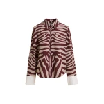 Essentiel Antwerp Off-white and burgundy zebra-jacquard shirt with rhinestone-encrushed button - Essentiel Antwerp Shirts - Colorful Belgian Design - Shop at Luxury Shoes 