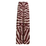 Essentiel Antwerp Off-white and burgundy zebra-print wide-leg pants - Essentiel Antwerp Pants - Colorful Belgian Design - Shop at Luxury Shoes 