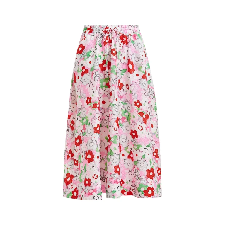 Essentiel Antwerp Off-white and multicolor floral-jacquard midi skirt - Essentiel Antwerp Skirts - Colorful Belgian Design - Shop at Luxury Shoes 