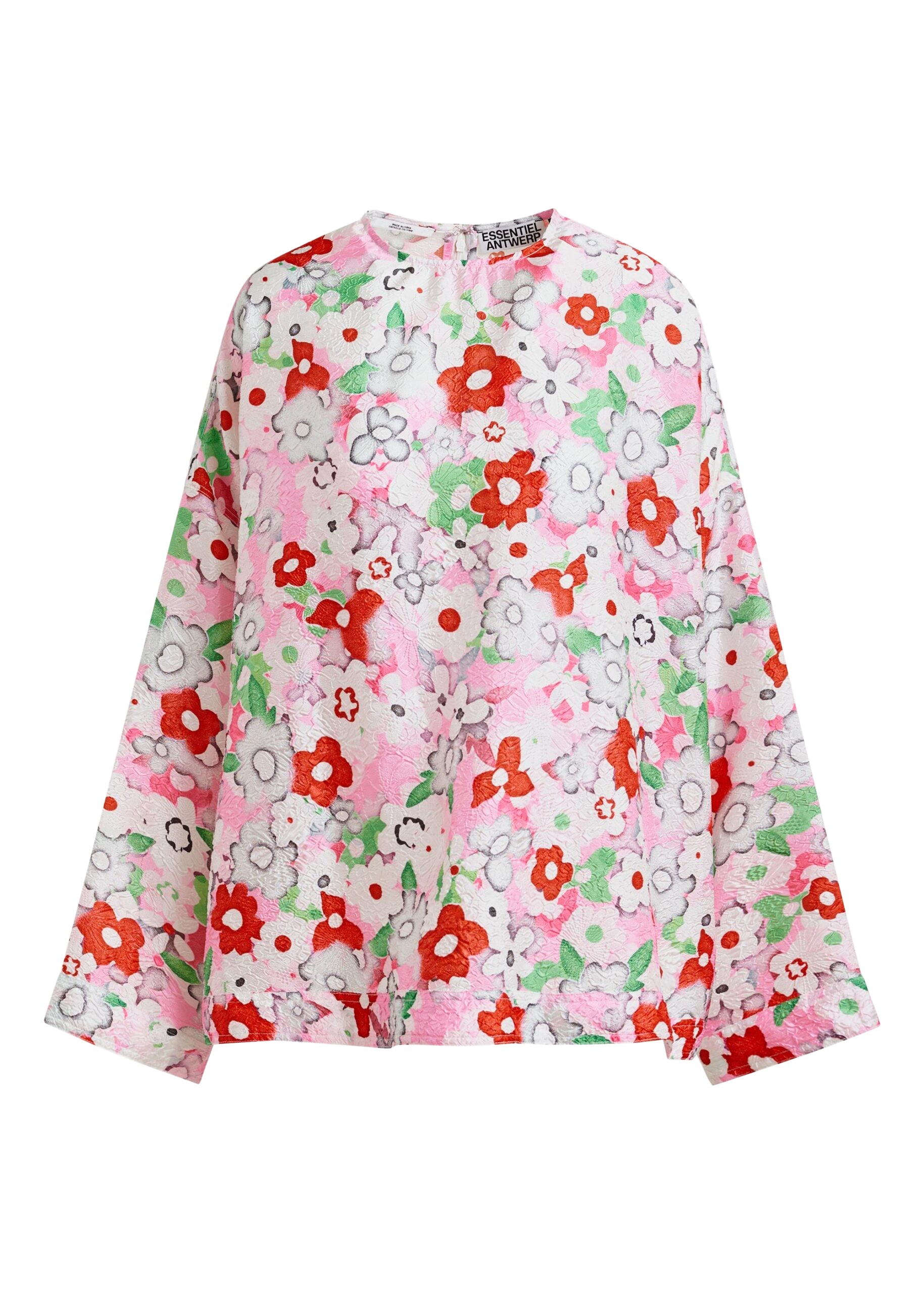 Essentiel Antwerp Off-white and multicolor floral jacquard top
