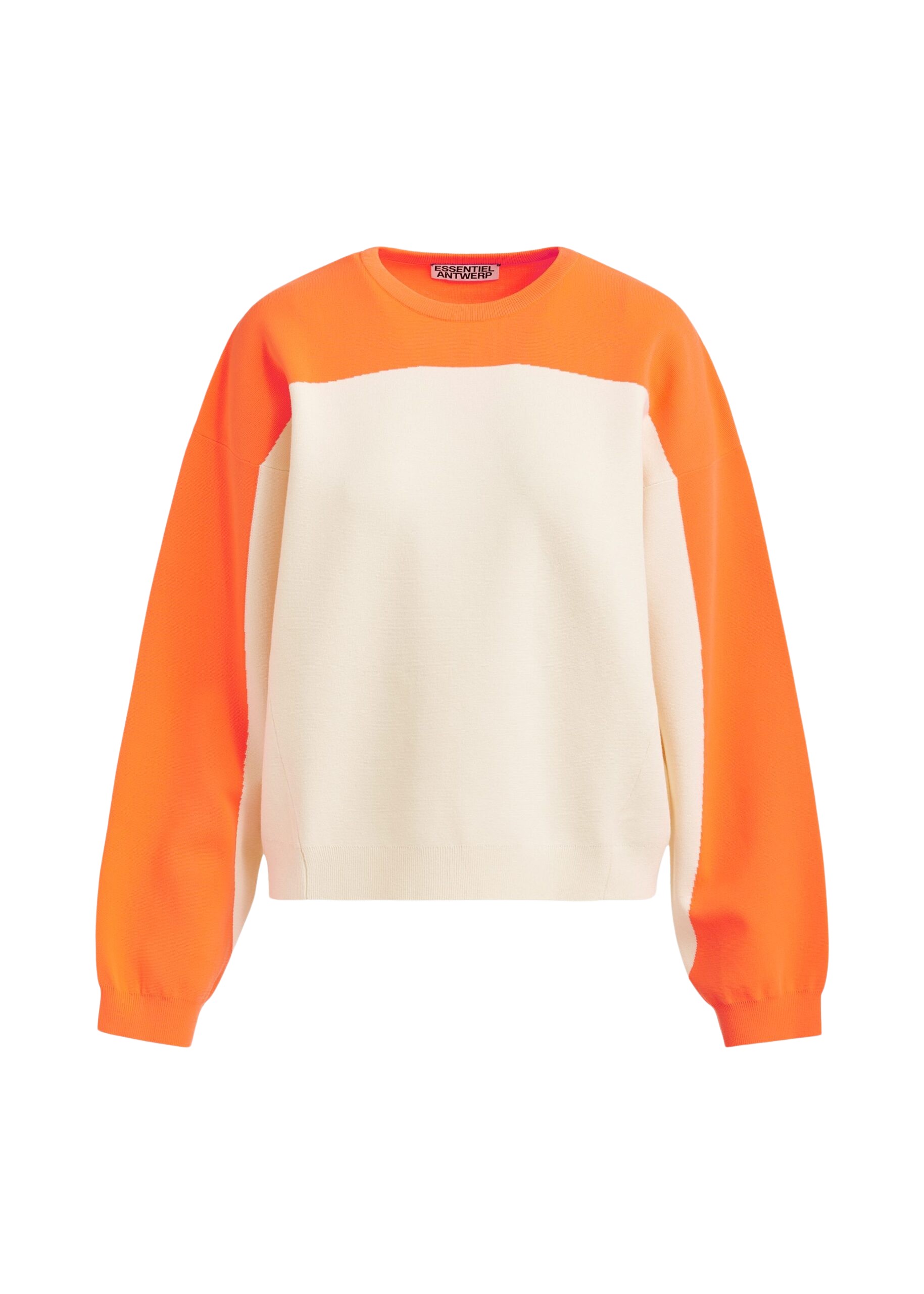 Essentiel Antwerp Off-white and orange two-tone sweater