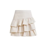 Essentiel Antwerp Off-white cotton miniskirt with ruffle details - Essentiel Antwerp Skirts - Colorful Belgian Design - Shop at Luxury Shoes 