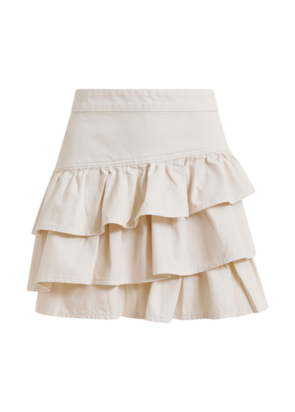 Essentiel Antwerp Off-white cotton miniskirt with ruffle details - Essentiel Antwerp Skirts - Colorful Belgian Design - Shop at Luxury Shoes 