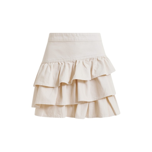 Essentiel Antwerp Off-white cotton miniskirt with ruffle details - Essentiel Antwerp Skirts - Colorful Belgian Design - Shop at Luxury Shoes 