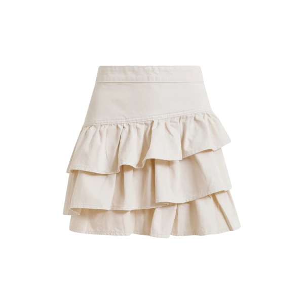 Essentiel Antwerp Off-white cotton miniskirt with ruffle details - Essentiel Antwerp Skirts - Colorful Belgian Design - Shop at Luxury Shoes 
