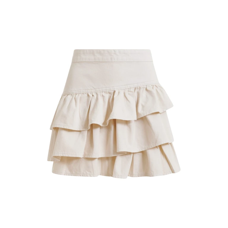 Essentiel Antwerp Off-white cotton miniskirt with ruffle details - Essentiel Antwerp Skirts - Colorful Belgian Design - Shop at Luxury Shoes 