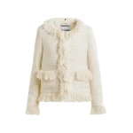 Essentiel Antwerp Off-white fringed wool-blend bouclé jacket - Essentiel Antwerp Jackets - Colorful Belgian Design - Shop at Luxury Shoes 