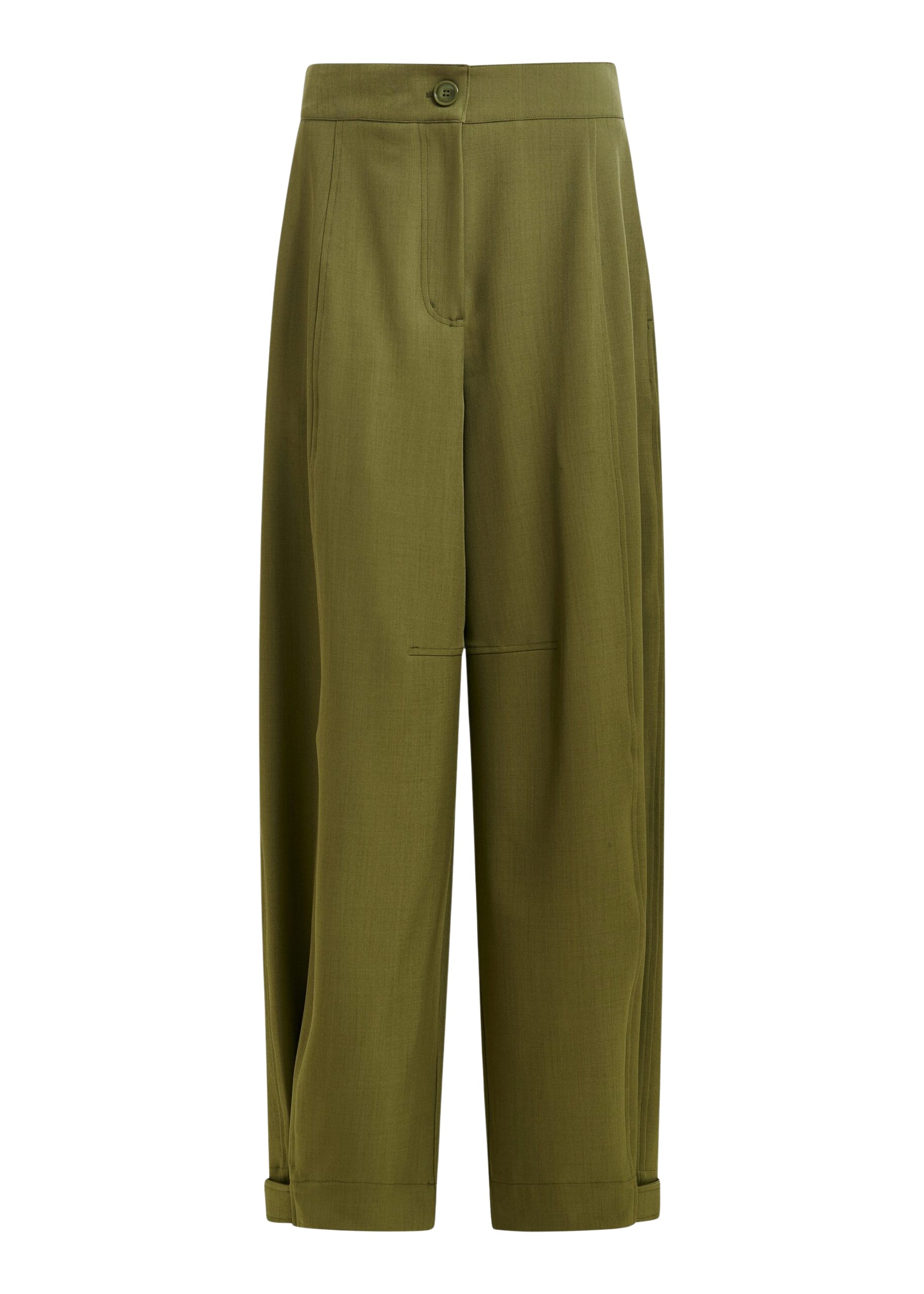 Essentiel Antwerp Olive green barrel-leg pants with twisted side seams - Essentiel Antwerp Pants - Colorful Belgian Design - Shop at Luxury Shoes 