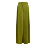 Essentiel Antwerp Olive green wide-leg satin pants - Essentiel Antwerp Pants - Colorful Belgian Design - Shop at Luxury Shoes 