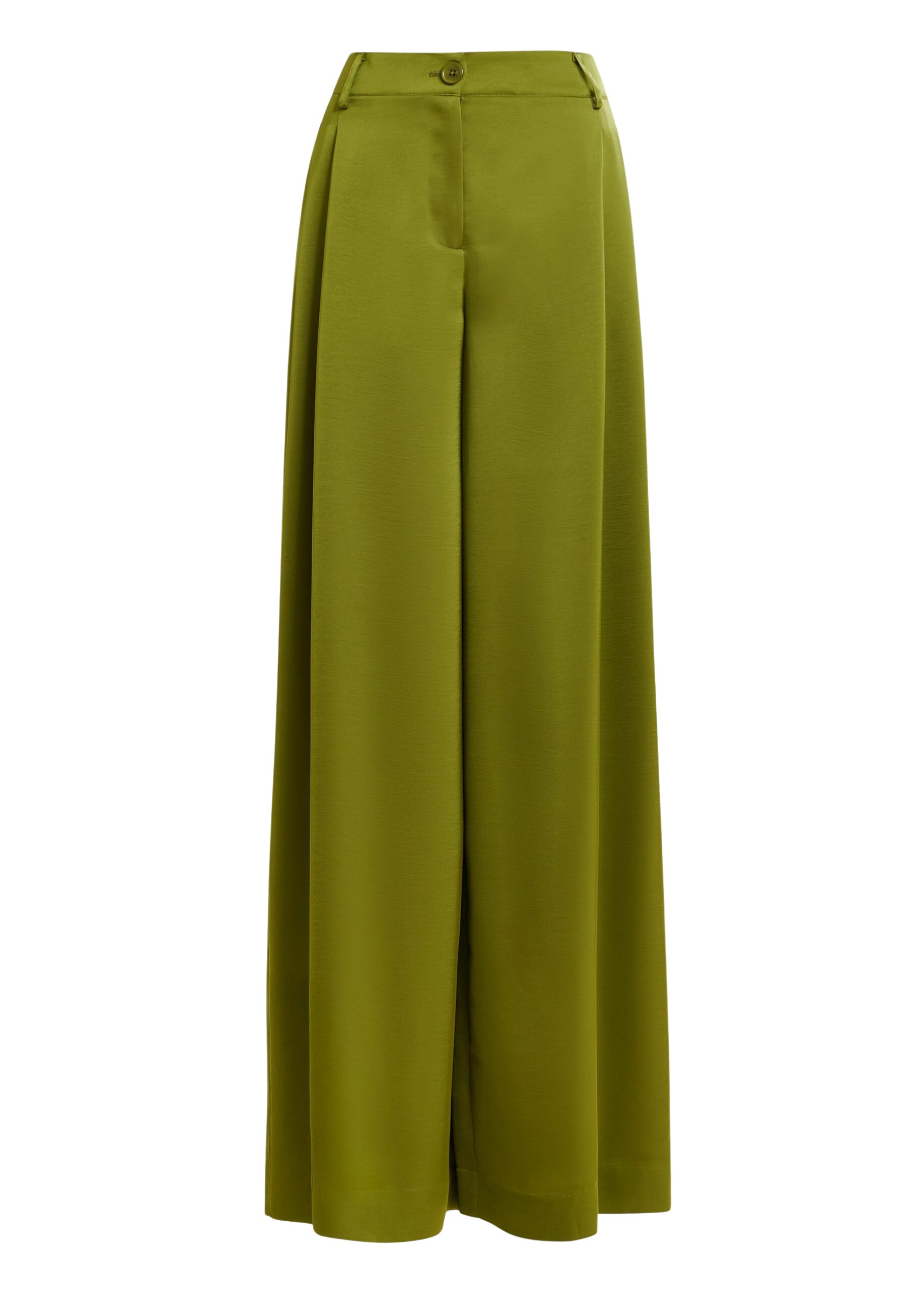Essentiel Antwerp Olive green wide-leg satin pants - Essentiel Antwerp Pants - Colorful Belgian Design - Shop at Luxury Shoes 