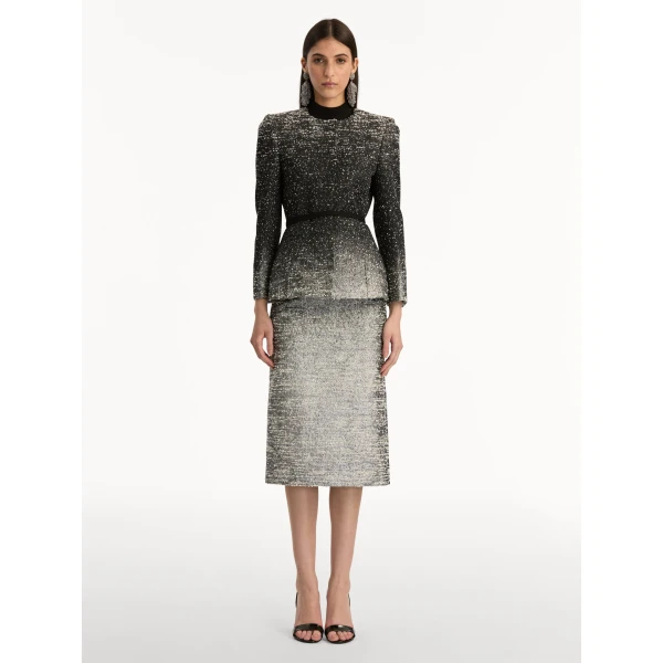 Oscar de la Renta Ombré Lurex Bouclé Jacquard Jacket - Oscar de la Renta Jackets - American Couture - Shop at Luxury Shoes 