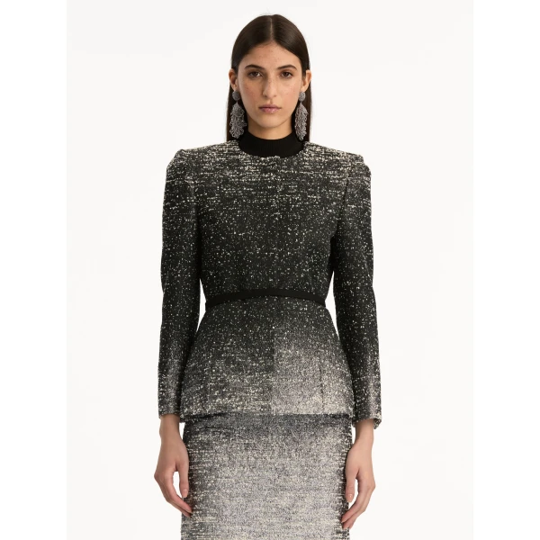 Oscar de la Renta Ombré Lurex Bouclé Jacquard Jacket - Oscar de la Renta Jackets - American Couture - Shop at Luxury Shoes 