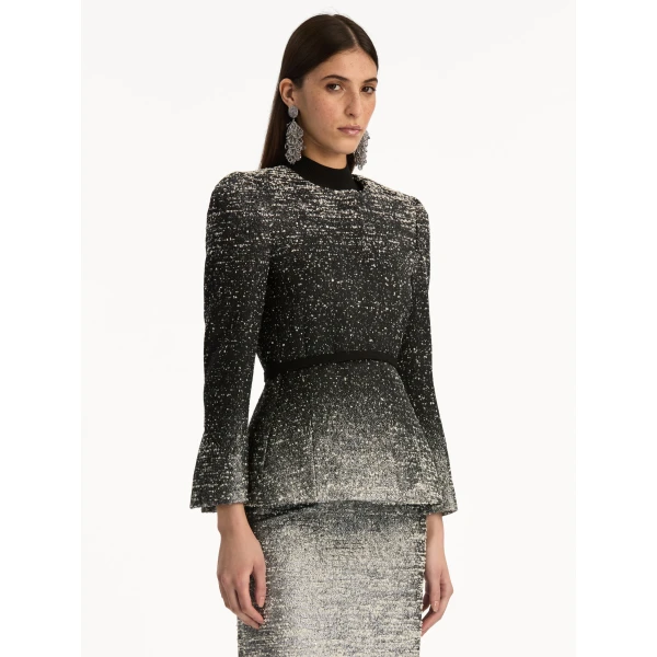 Oscar de la Renta Ombré Lurex Bouclé Jacquard Jacket - Oscar de la Renta Jackets - American Couture - Shop at Luxury Shoes 