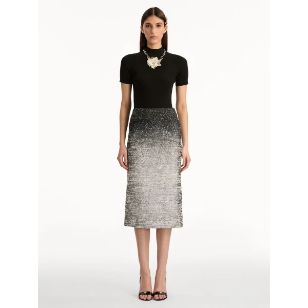 Oscar de la Renta Ombré Lurex Bouclé Jacquard Skirt - Oscar de la Renta Skirts - American Couture - Shop at Luxury Shoes 