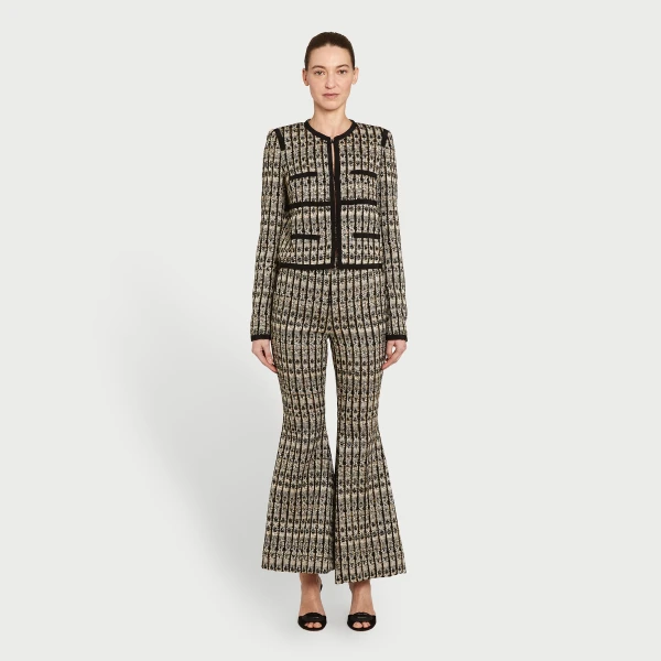 Giambattista Valli Optical Bouclé Flared Pants - Giambattista Valli Pants - Romantic Couture - Shop at Luxury Shoes 