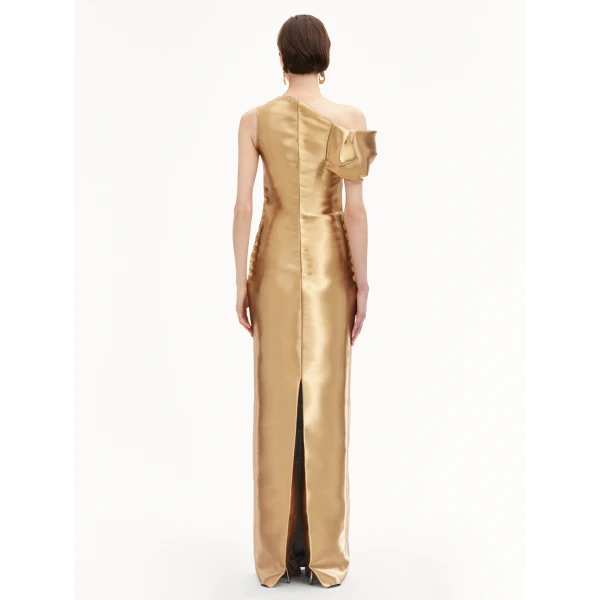 Oscar de la Renta Orchid Gold Metal Organza Gown - Oscar de la Renta Dresses - American Couture - Shop at Luxury Shoes 