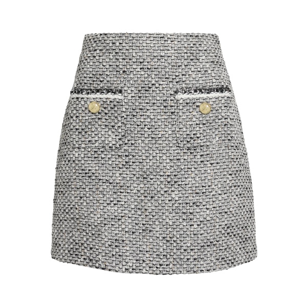 Safiyaa Ornella Skirt in Greyscale - Safiyaa Skirts - Heavy Crepe Cape Gown - Shop at Luxury Shoes 