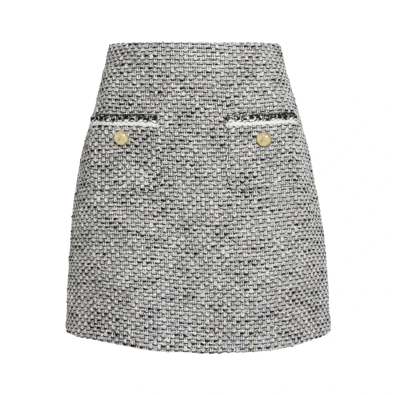 Safiyaa Ornella Skirt in Greyscale - Safiyaa Skirts - Heavy Crepe Cape Gown - Shop at Luxury Shoes 