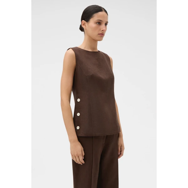 Oroton Button Detail Shell - Oroton Tops - Australian Heritage Luxury - Shop at Luxury Shoes 